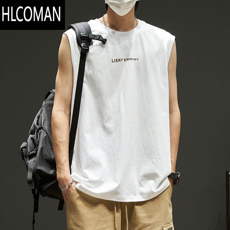 hlcoman无袖t恤男夏季薄款潮牌宽松坎肩男装运动健身篮球砍袖背心男12