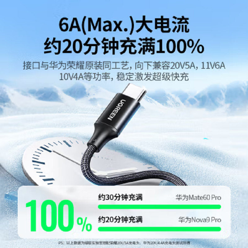 绿联 50995 2米 快充数据线 灰黑色高清大图
