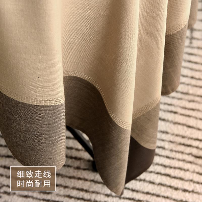美帮汇北欧小圆茶几桌布圆形餐桌布艺棉麻亚麻咖啡素色日式简约田园台布高清大图
