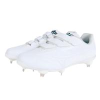 美津浓(Mizuno)男棒球鞋轻量金属钉防滑耐磨稳定抓地专业训练比赛 White 44.5