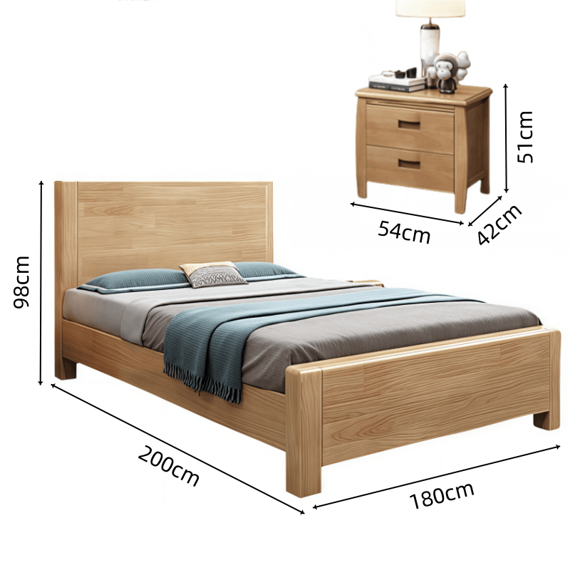 鑫木樽双人床+床头柜180*200*98cm套高清大图