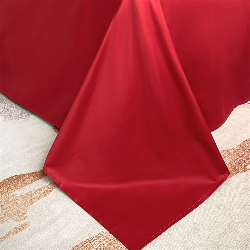 简约风婚庆时尚水洗棉磨毛四件套床笠款床上用品结婚喜庆印花被套高清大图