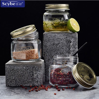 Scybe喜碧 利格尔厨房用品调味罐300ml盐罐玻璃瓶调料盒家用调味盒 四支装