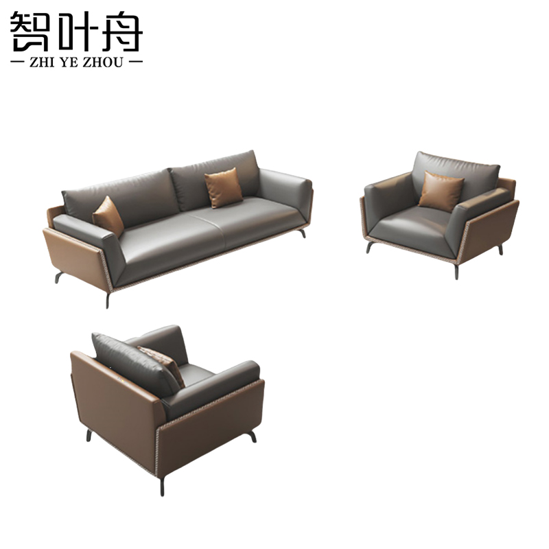 智叶舟办公沙发组合260*90*80cm(4+1+1)套高清大图