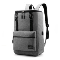 Ceba新款双肩包男商务休闲usb充电电脑背包韩版时尚学生书包 深灰色