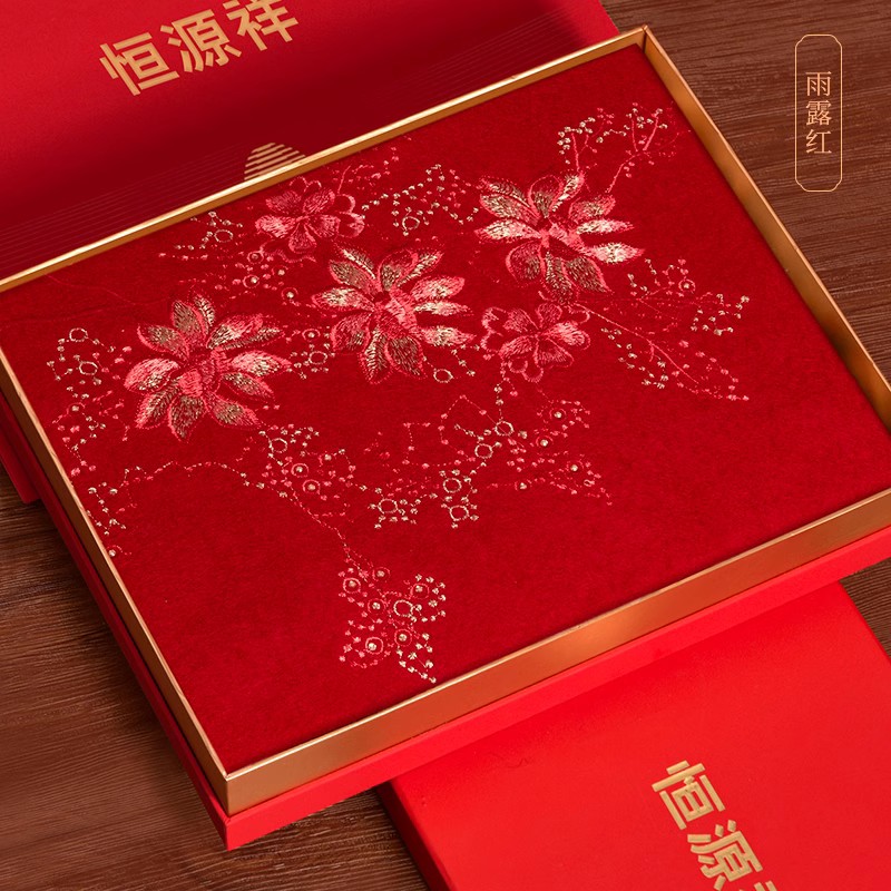 恒源祥春秋冬季送妈妈羊毛围巾高端生日礼物旗袍羊绒披肩保暖围脖 雨露红