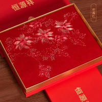 恒源祥春秋冬季送妈妈羊毛围巾高端生日礼物旗袍羊绒披肩保暖围脖 雨露红
