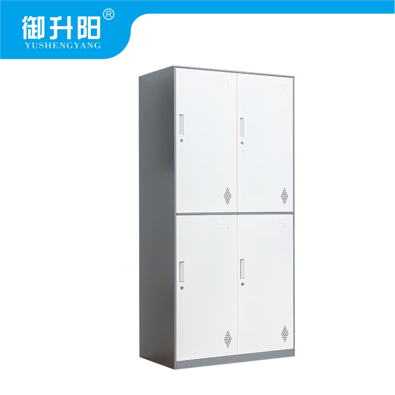 御升阳 四门更衣柜/储物柜带锁灰白套色 900×500×1850mm 台高清大图