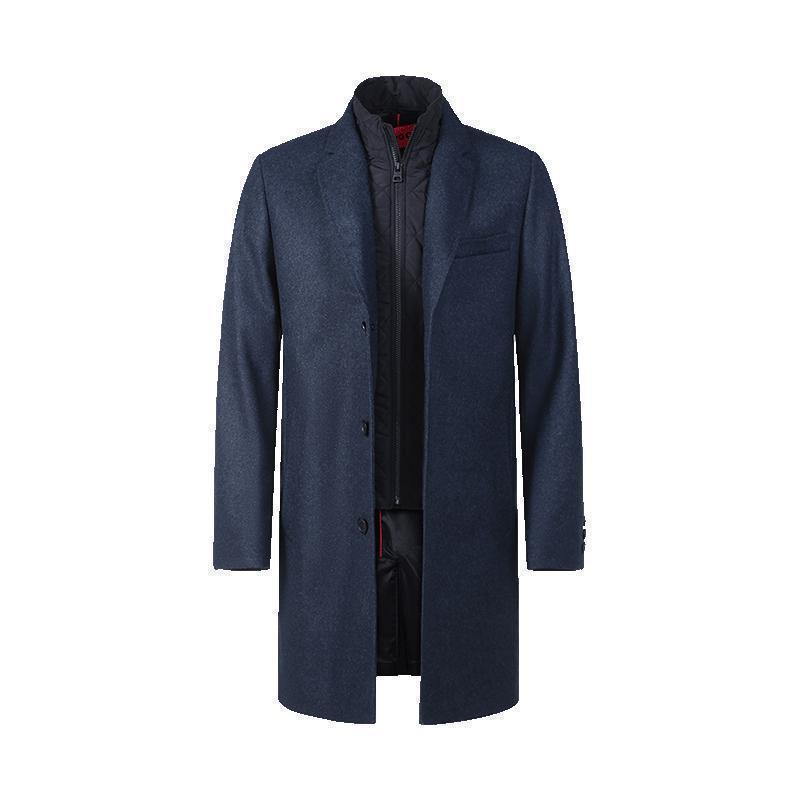 雨果博斯hugoboss男士羊毛中长款大衣外套50484446
