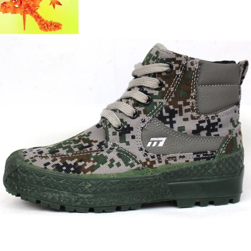 强步1137高帮解放鞋男军鞋户外耐磨耐磨防滑作训鞋迷彩帆布胶鞋简畅