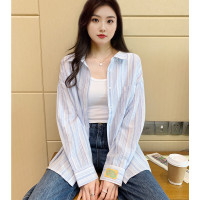 [2.5折价92元]唐狮春季女翻领条纹长袖衬衫简约百搭气质高级感休闲