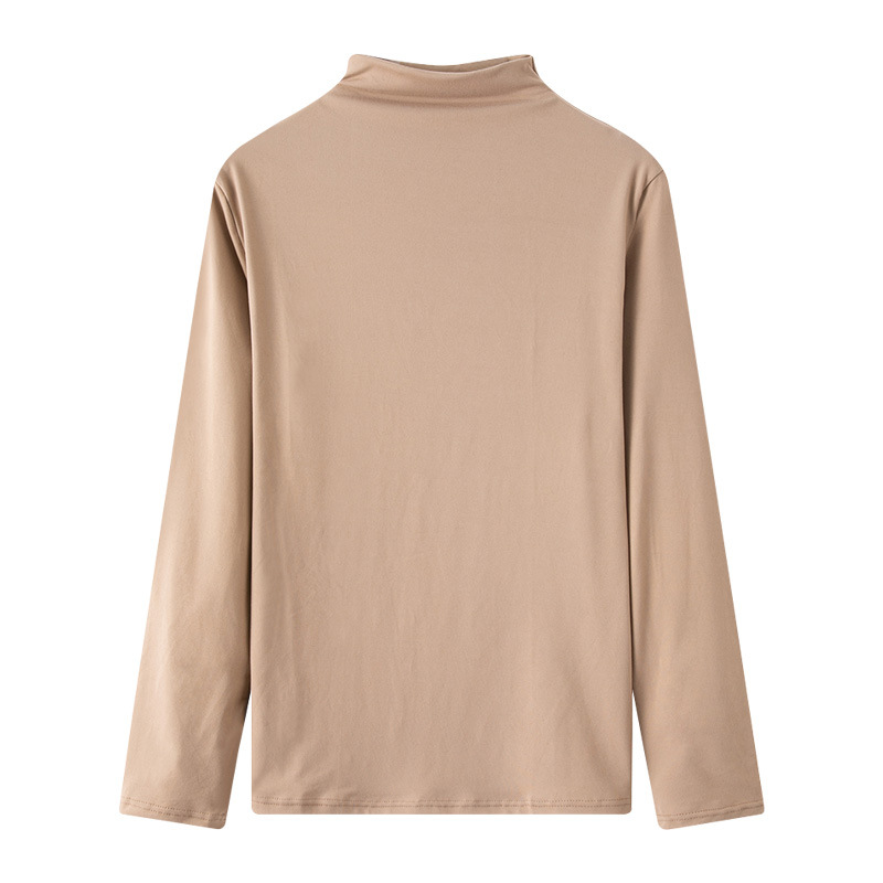 半高领打底衫女秋新款修身高弹长袖秋衣百搭T恤春秋内搭_687_961高清大图