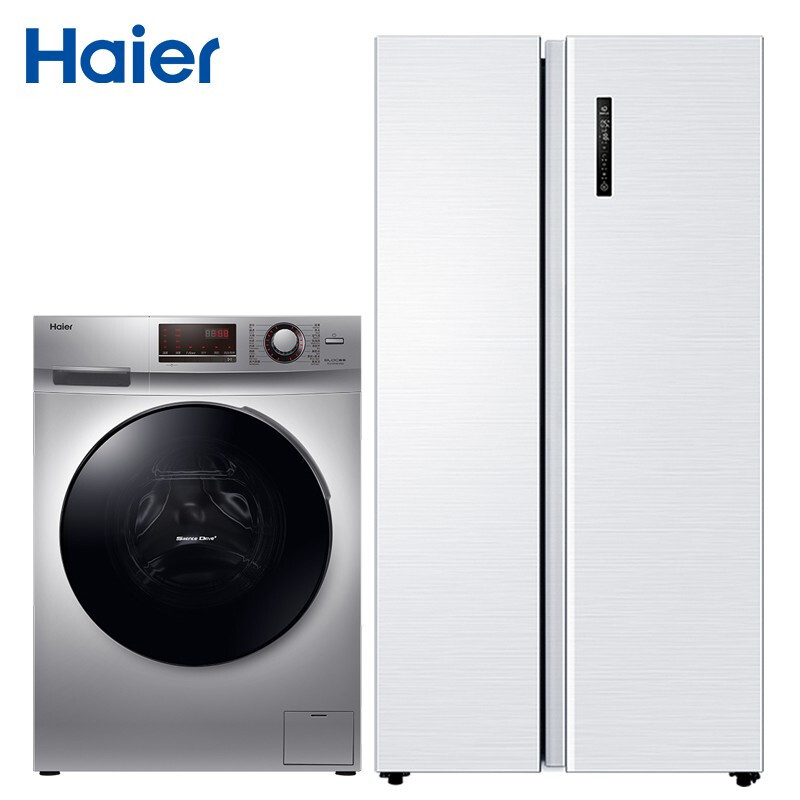 海尔 (Haier) 510升风冷无霜变频双开对开冰箱 +滚筒洗衣机全自动高温微蒸汽洗烘一体