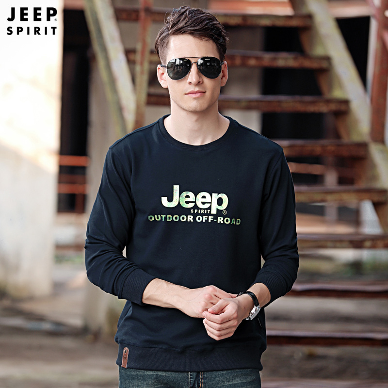 JEEP SPIRIT吉普男士卫衣春秋季新款圆领套头卫衣男休闲宽松长袖t恤上衣