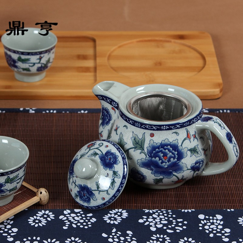 鼎亨景德镇青花瓷陶瓷茶壶过滤单壶大号功夫茶具容量家用泡茶水壶