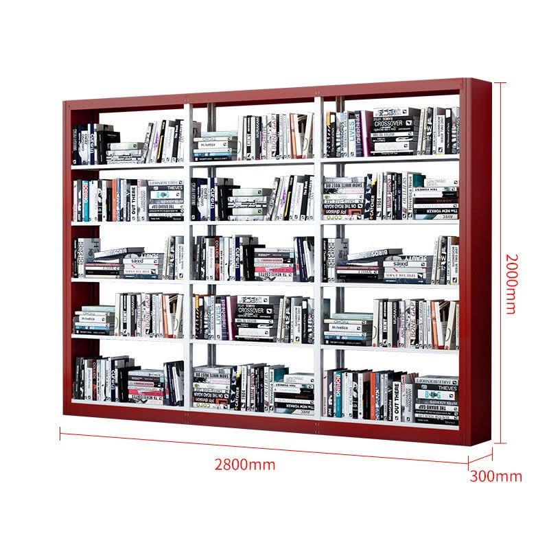 慧采云 钢制书架学校图书馆书店书籍室阅览室单面书架资料架单面一列三组图片