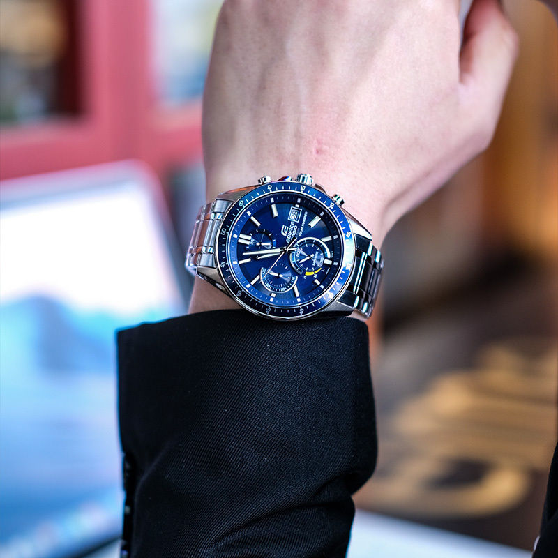 卡西欧旗舰店手表男 正品Edifice限量商务休闲黑暗之心蓝宝石镜面皮/钢带日韩石英表 男 男士表EFS-S510 EFS-S510D-2A