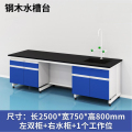 易企采 250CM钢木水槽台C款 实验室测试化验操作工作台耐酸碱试剂台 单位：张