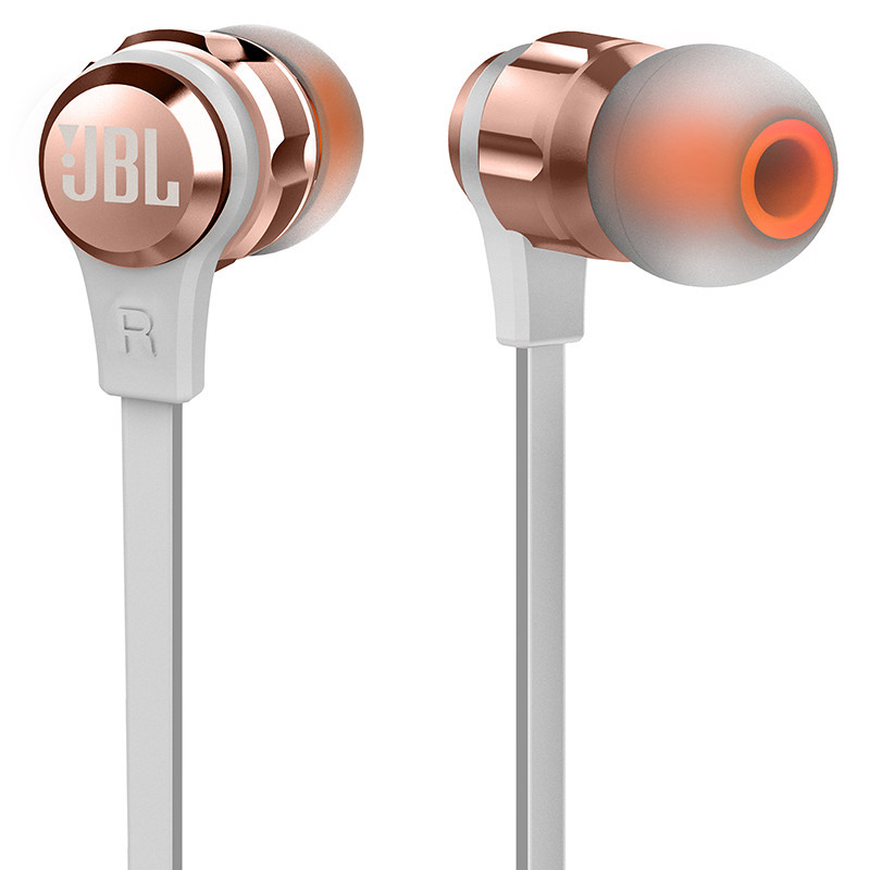 JBL T180A 立体声入耳式耳机 重低音耳麦线控立体声手机通用男女运动耳塞 粉色