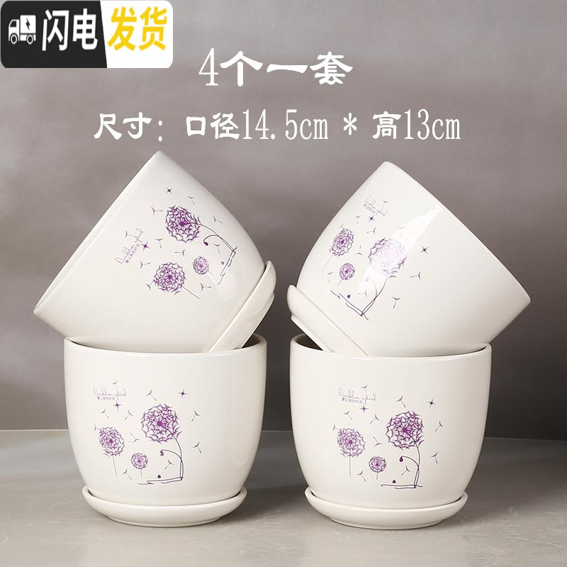 三维工匠多肉植物陶瓷花盆大号创意个性托盘北欧简约绿萝专用 (红太阳四个) 中等花盆容器
