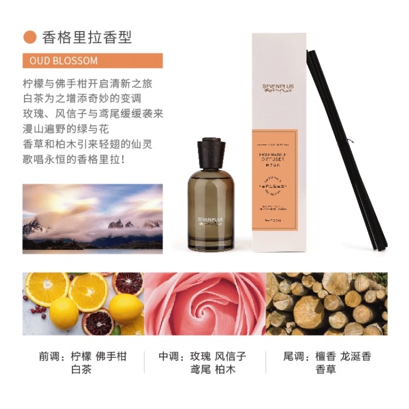 SEVEN PLUS 芦荟香盘香 100-150㎡不规则形香薰 国产持久扩香设计SEVEN PLUS藤条香薰190mL高清大图