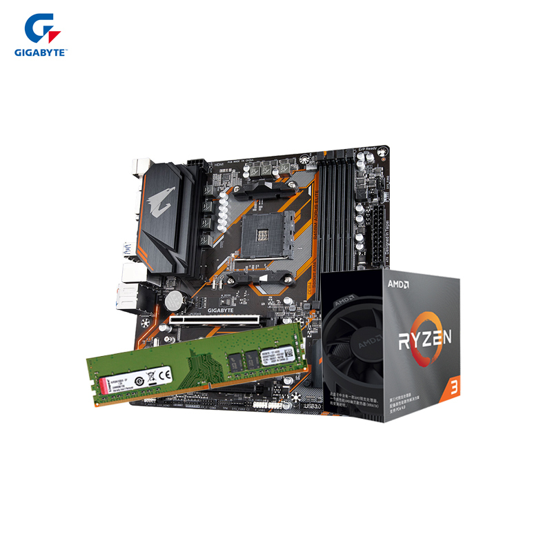 技嘉(GIGABYTE)B450M AORUS ELITE主板+AMD锐龙3 3100 +KVR DDR4 2666