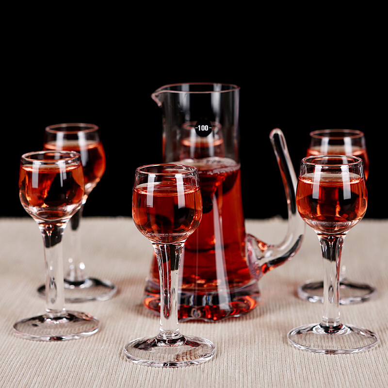 1950(RCOMS1950) 白酒杯套装 ZH003 手工吹制 白酒杯 烈酒杯 茅台酒杯(6白酒杯+1分酒壶)礼盒套装