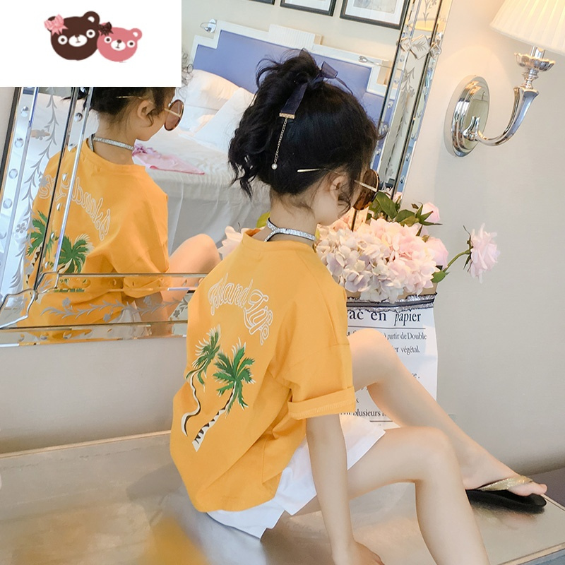 绿彩虹光女童短袖2020新款童装儿童t恤夏装打底衫中大童夏季上衣体恤T恤