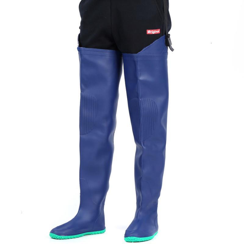 苏宁好货过膝插秧靴男长筒水田鞋袜女软底加厚钓鱼水靴耕田胶鞋雨鞋