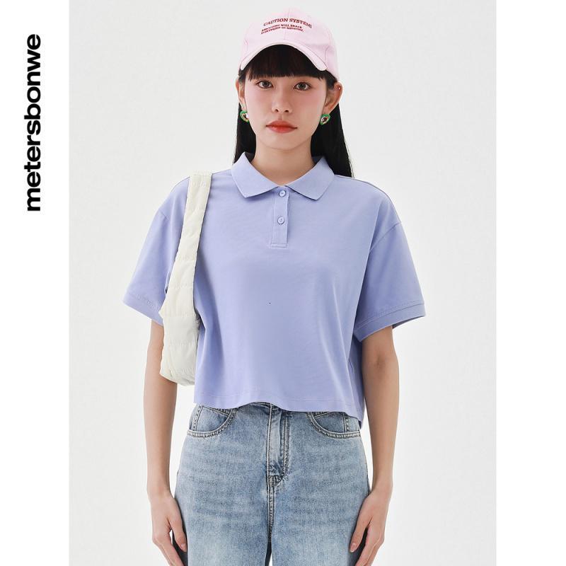 [1件5折价:69.5]美特斯邦威短袖polo衫女百搭夏季时尚潮流净色箱式上衣女