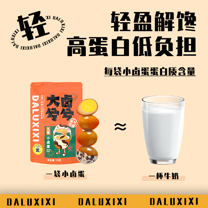 大卤兮兮五香小卤蛋零食懒人宿舍办公室夜宵充饥卤味即食鹌鹑蛋 78g/袋*2袋
