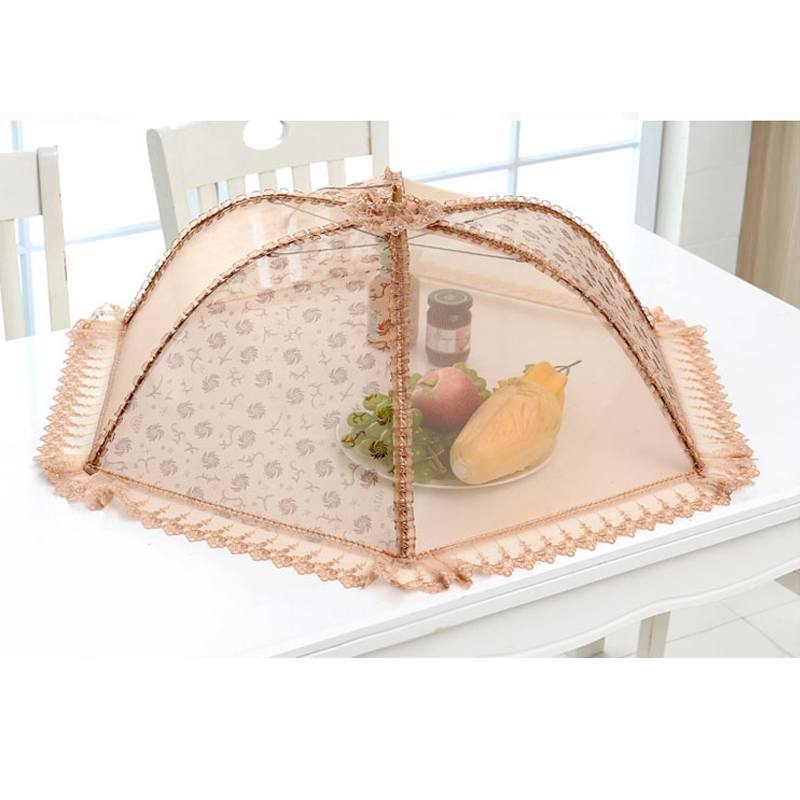 乐逸仕leyishi防尘罩饭菜罩子餐桌罩家用菜罩大号圆金色素面菜罩