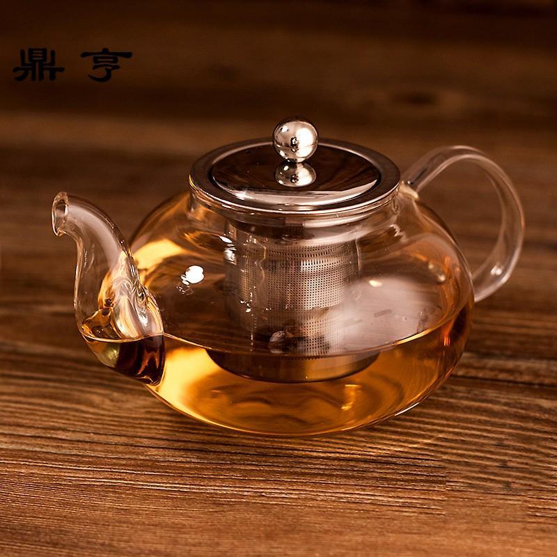 鼎亨自然格│高硼硅耐热玻璃茶壶大容量不锈钢过滤茶壶 防爆 可