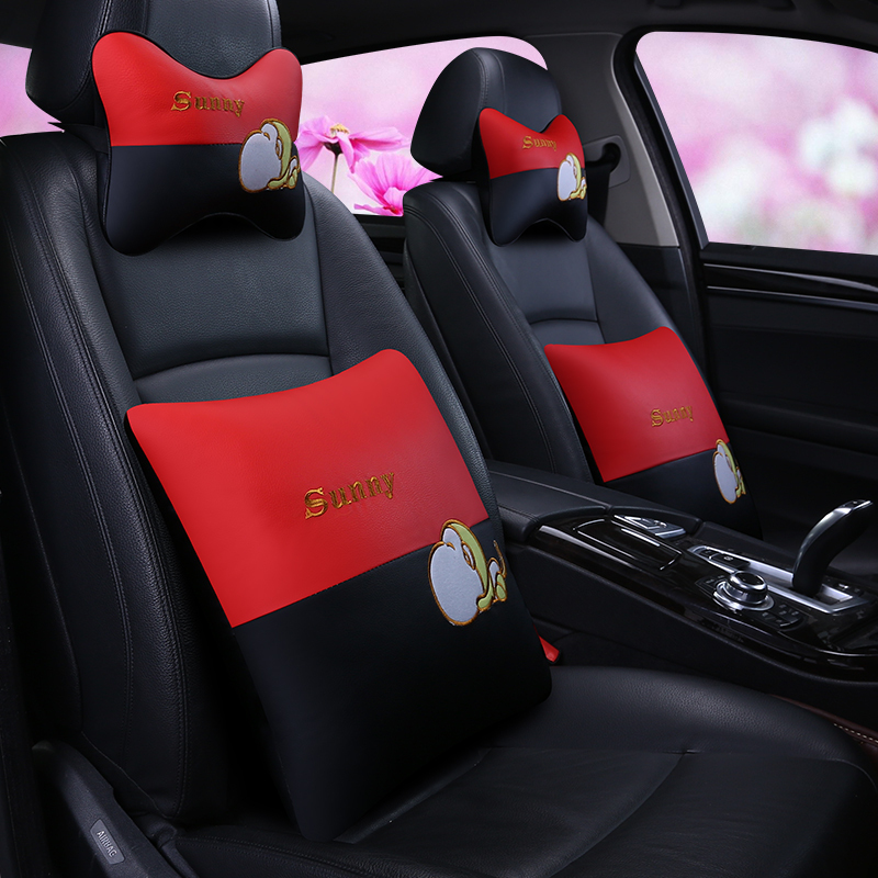 车载车上抱枕头枕四件套颈枕腰靠枕汽车内饰用品摆件装饰用品四季