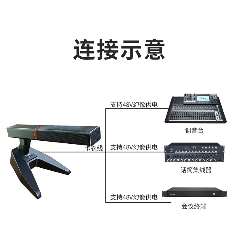 润普Runpu RP-YXD826 国产化专业有线电容会议麦克风话筒 桌面台式方杆短杆鹅颈麦会议主持麦克风