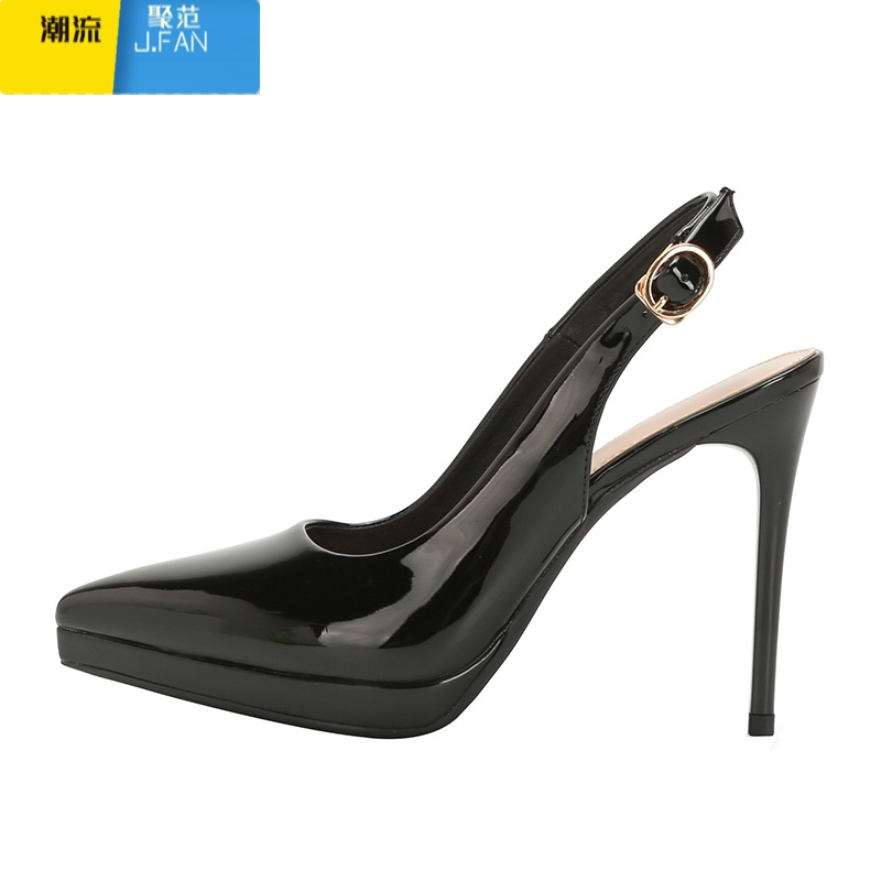 聚范尖头凉鞋女2024年新款白色高跟鞋防水台不累脚包头单鞋夏季10cm