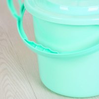 [迷你版 绿色带盖4升]加厚塑料桶美工桶带盖小水桶小桶杂物桶收纳桶塑料水桶简约创意生活日用家居清洁用品