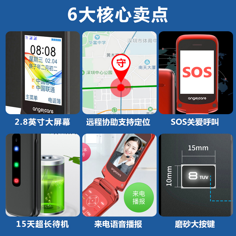 [全网通4G]守护宝 中兴K299 红色 老年机翻盖手机大屏大字大声4G老人手机超长待机电信版移动老人机老年手机高清大图