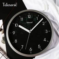 天王星(Telesonic)个性创意艺术石英钟表圆形简约艺术现代家庭餐厅卧室书房静音客厅挂钟 12英寸