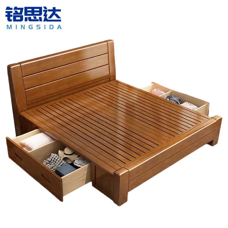 铭思达实木储物床