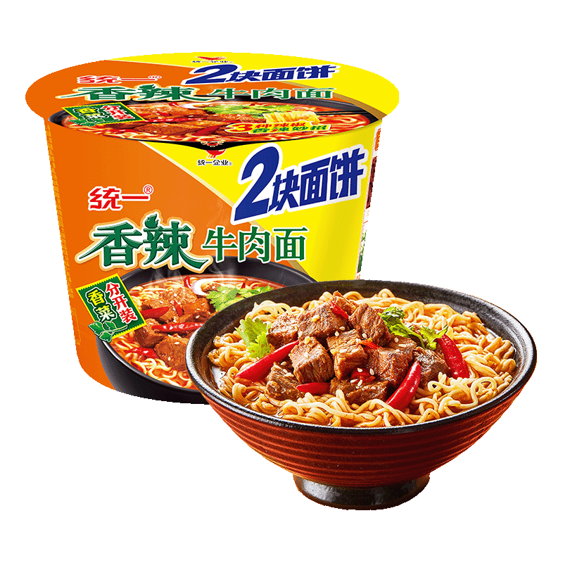 统一 来一桶大桶香辣牛肉面 140g*12桶整箱装泡面新老包装随机发货