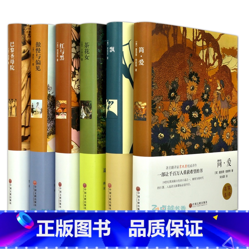 【正版】精装巴黎圣母院 红与黑 简爱 茶花女 傲慢与偏见 飘 全6册青少年版初中生文学中小学生课外书外国小说世界名著书