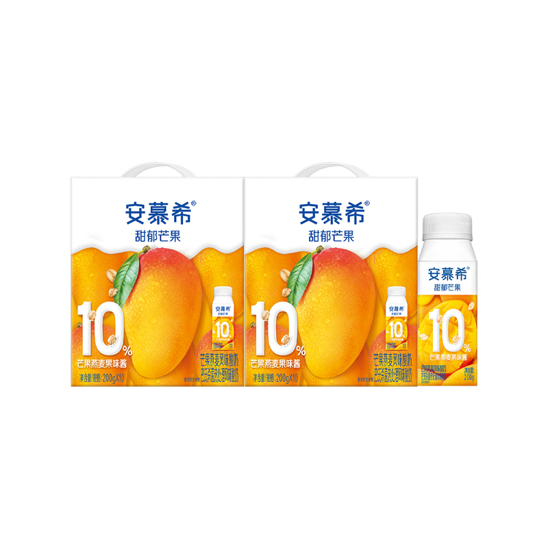 【10月生产】伊利安慕希芒果燕麦风味酸牛奶200g*10盒*2箱礼盒装