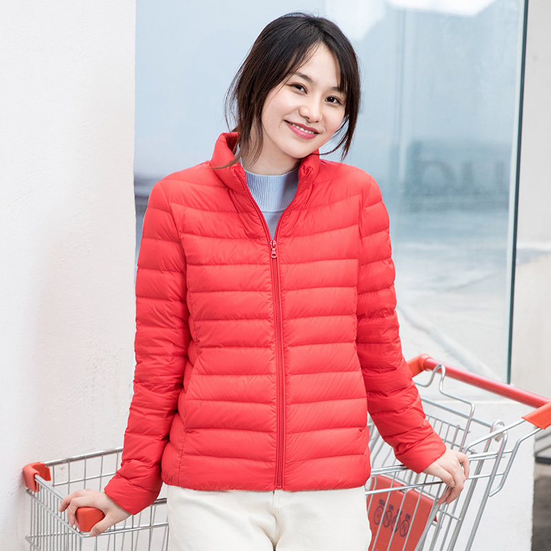 坦博尔轻薄羽绒服女装短款立领时尚修身韩版轻羽绒外套