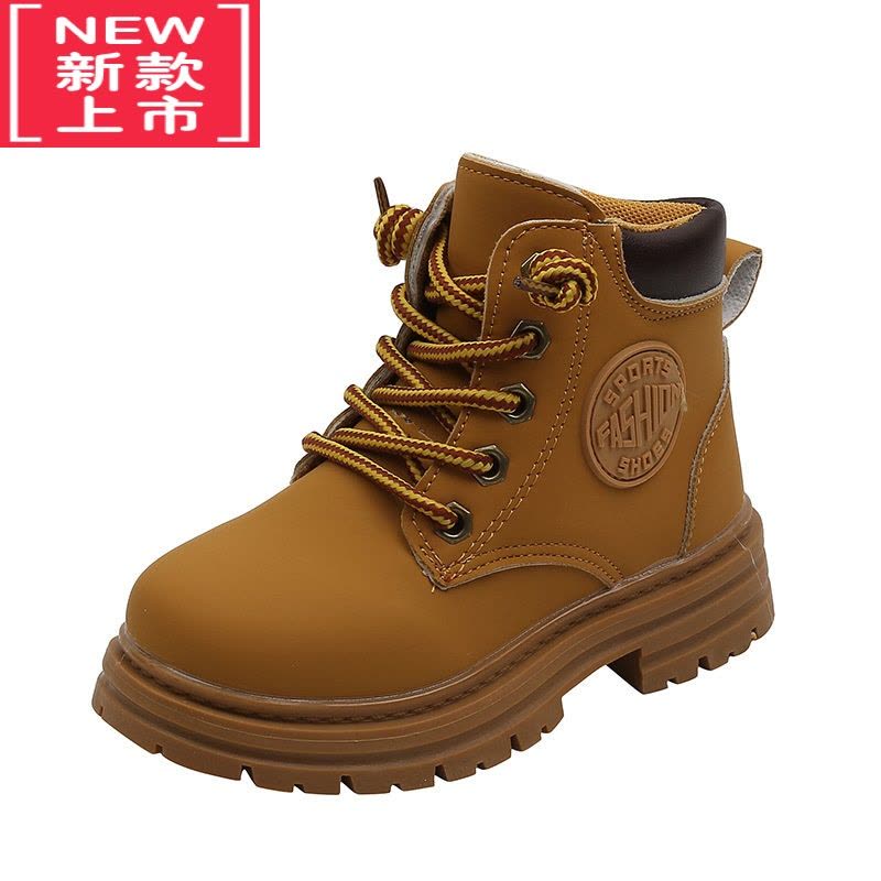 可莉允儿童大黄靴2022春秋季新款女童马丁靴走秀炸街小女孩短靴男童靴子图片