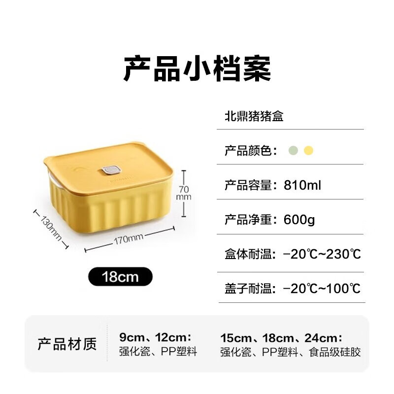 北鼎 CT1006A1/配件 猪猪饭盒 无隔 浅杉绿高清大图
