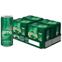 巴黎水(Perrier)天然气泡矿泉水(原味)330ml*24罐/箱 法国进口