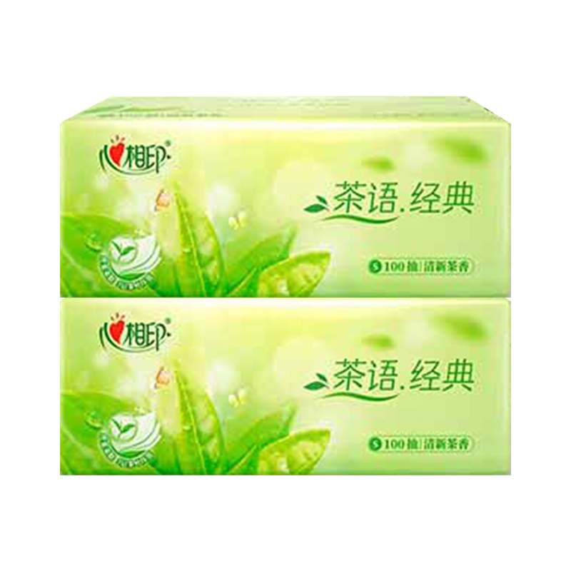 心相印抽纸茶语经典淡茶香家用软抽3层100抽*2包DT5100