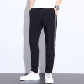 男士夏季韩版休闲裤薄款直筒拼色个性潮流冰丝裤_402 XL 0653-黑色