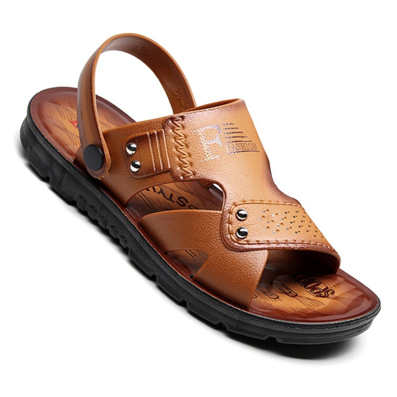 塑料凉鞋男士橡胶新款时尚沙滩鞋休闲防水防滑耐磨厚底中青年爸爸